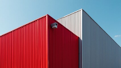 Red And Gray Corrugated Metal Building