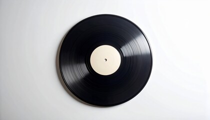 Obraz premium Vintage vinyl record with plain label, showcasing classic music storage and playback medium