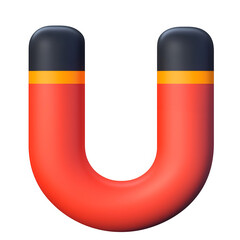 U magnet flat 3D icon