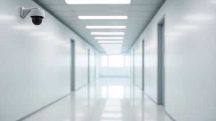 CCTV Camera in Long White Hallway