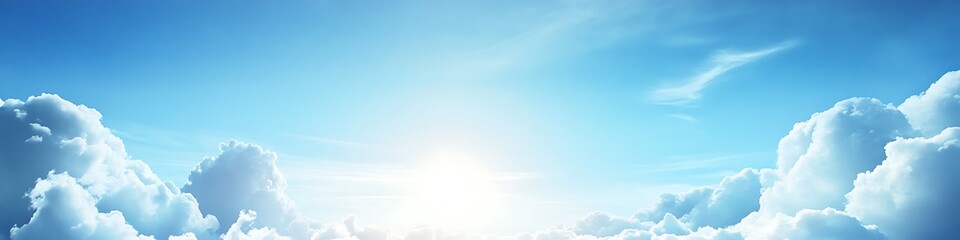 Obraz premium Blue sky and clouds wallpaper background bright sunshine heavenly view serene nature light airy dreamscape