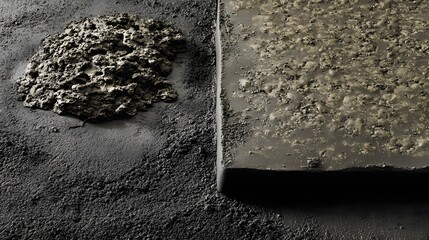 Abstract Dark Grey and Brown Textured Mud Terrain Surface Background