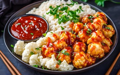 Delicious Sweet and Sour Cauliflower with Rice