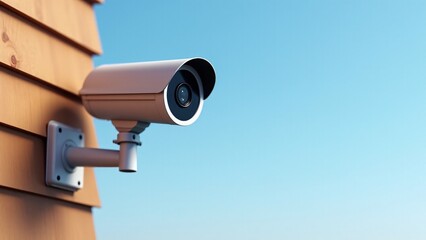 Naklejka premium Security Camera Attached To House Wall