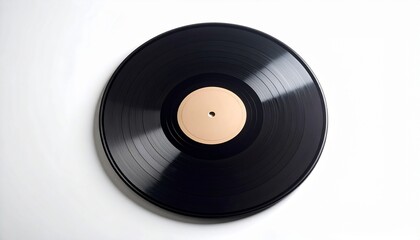 Vinyl Record on White Background, Classic Music Media, Analog Audio Storage