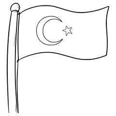 Turkey flag illustration hand drawn outline vector
