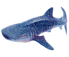 Whale shark swimming gracefully isolated on transparent background