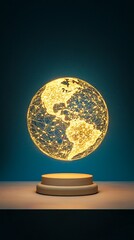 Disruption digital strategy concept, Glowing Globe This captivating glowing globe features a network of lights, highlighting the connections of our world. Ideal for themes