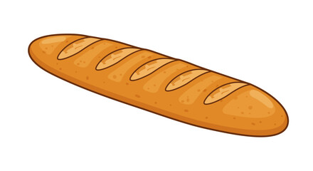 Cartoon baguette with brown outline textured surface and evenly spaced diagonal cuts