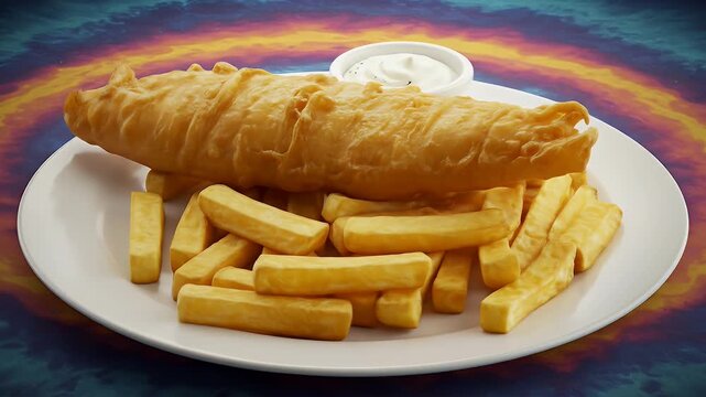Delicious Plate of Classic British Fish and Chips.