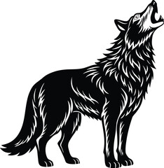 Grey wolf howling vector illustration on white background