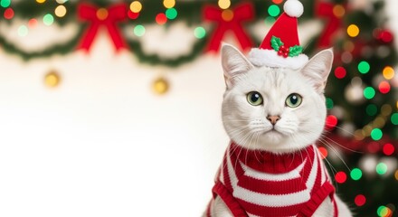 merry christmas cat with christmas costume realistic for advertising background 3