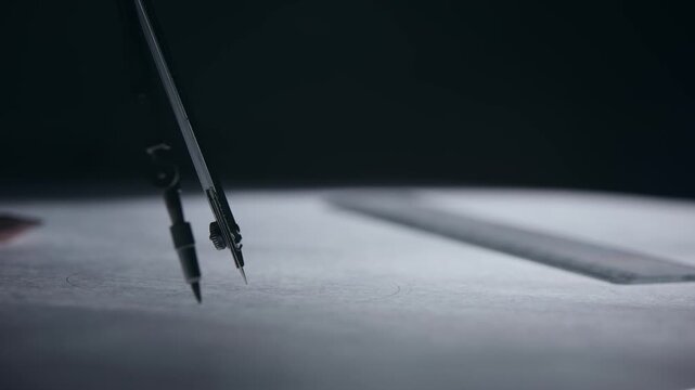 Precision Compass Drawing Perfect Circle on Paper - Technical Drafting Tool