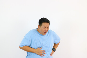 Man Clutching Stomach Abdominal Pain and Discomfort
