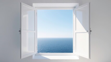 Open doorway to seascape freedom and opportunity blue sky available to fly ai generative