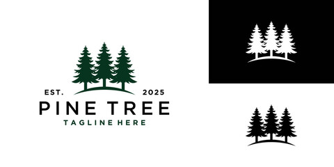 Pine tree logo design with evergreen forest