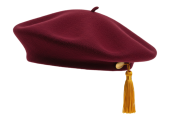 Isolated academic cap with tassel, ceremonial mortarboard for degree or graduation event