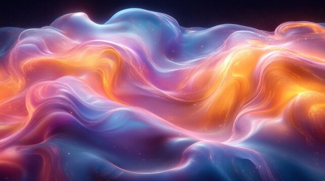 Ethereal Colorful Waves of Light and Fluid Motion in Abstract Design