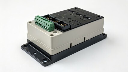 Electronic control module with connectors and led indicators for industrial applications