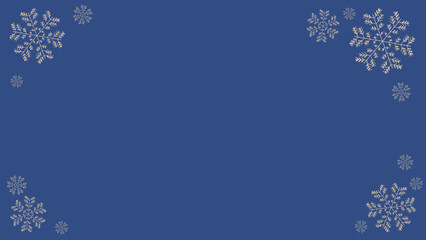 Snowflakes falling on a classic blue background, creating a winter holiday pattern for greeting cards and seasonal designs