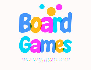 Vector Artistic sign Board Game. Funky Kids Font. Playful Colorful Alphabet Letters and Numbers set
