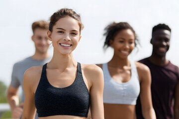 Friends jogging to promote body positivity and confidence Generative AI