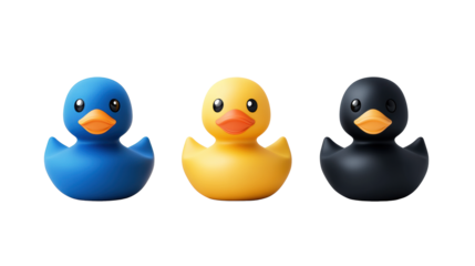 Colorful Duck Trio on Transparent Background