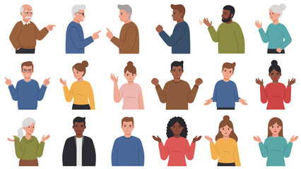 People Disagreeing And Arguing With Various Emotions And Gestures