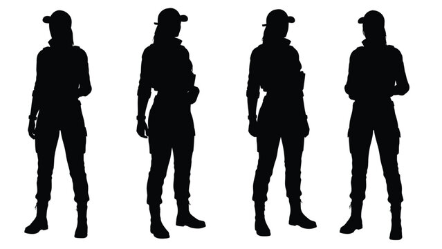 Diverse Female Silhouettes In Uniform Poses