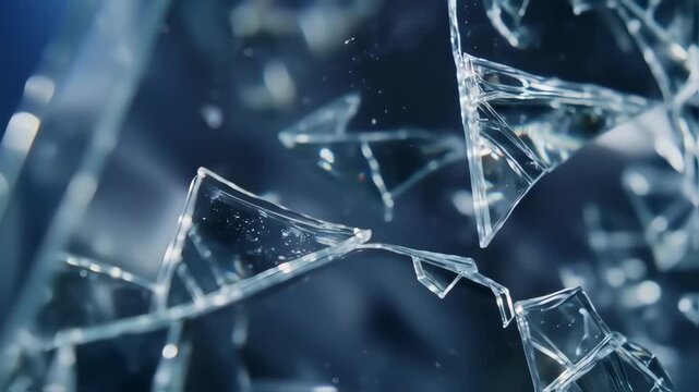 Shattered glass shards close-up