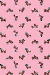 Dachshund Dog Fashion Seamless Pattern