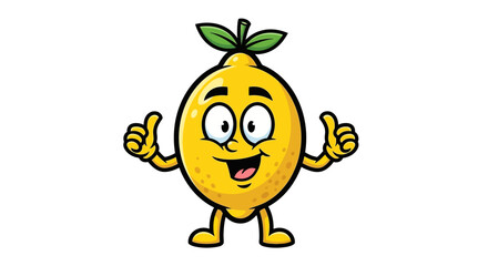 Obraz premium Funny Lemon Cartoon Character with Thumbs Up isolated on white background design