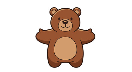 Naklejka premium Adorable Teddy Bear Cartoon Character with Open Arms Ready for a Hug Illustration