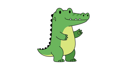 Fototapeta premium Cheerful Cartoon Crocodile Standing Upright on White Background Illustration