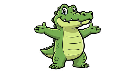 Obraz premium Friendly Cartoon Alligator with Open Arms and a Cheerful Expression in Vector Format