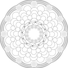 Round lace ornamental mandala floral frame design vintage decorative pattern illustration