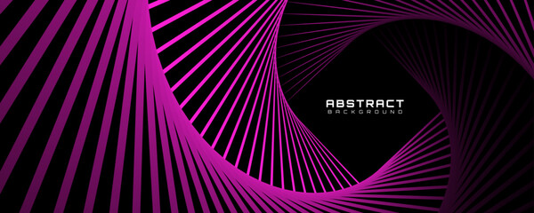 Abstract futuristic background with dynamic pink spiral lines on dark black space, modern geometric optical illusion design suitable for banner, poster, presentation, and web decoration