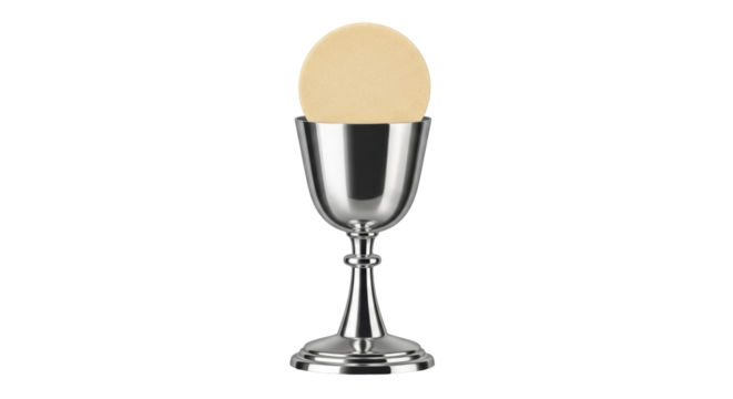 Isolated communion chalice with host, Eucharist, celebration of faith, worship, Christianity