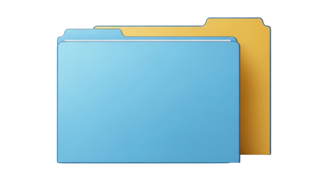 Isolated Files and Data Folders, Yellow and Blue Color, for UI, Business Applications, and Web Design