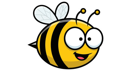 Obraz premium Cheerful Cartoon Bee Illustration with Big Eyes and a Friendly Smile design element