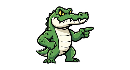 Fototapeta premium Cartoon Alligator Character with Pointing Gesture for Mascot or Illustration Projects