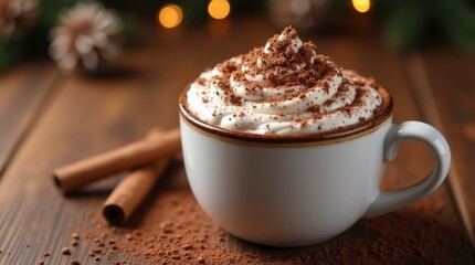 cup of coffee with cinnamon sticks