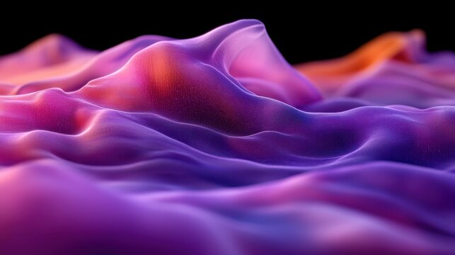 Abstract Colorful Waves in Purple and Orange Tones on Black Background