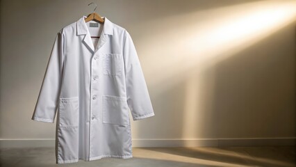 White lab coat illuminated by soft light in minimalist setting