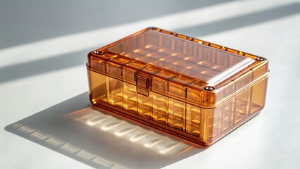 Translucent orange storage box for organizing small items and accessories