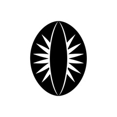 Abstract oval shape with radial elements on transparent background