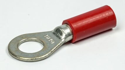Electrical terminal connector with red insulation for wire connections
