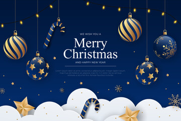 Realistic Christmas background with Christmas decorations