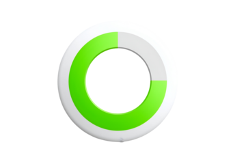 Modern circular progress bar graphic with vibrant green filling, perfect for data visualization or UI design elements.