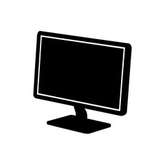 Illustration of a black computer monitor on transparent background